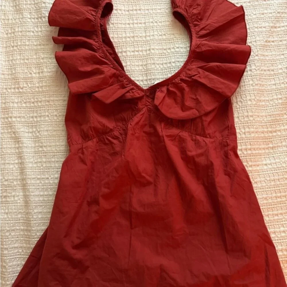 French Connection Red Ruffle Top - Picture 1 of 4